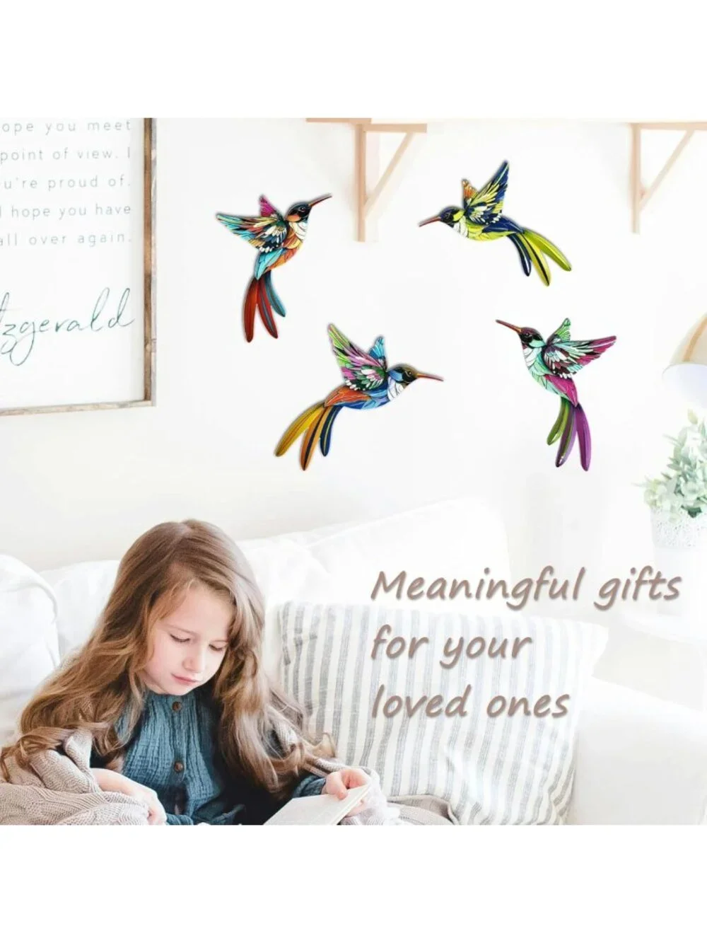 Colorful 3D Metal Hummingbird Wall Art Decor - Outdoor Garden Sculpture, Great